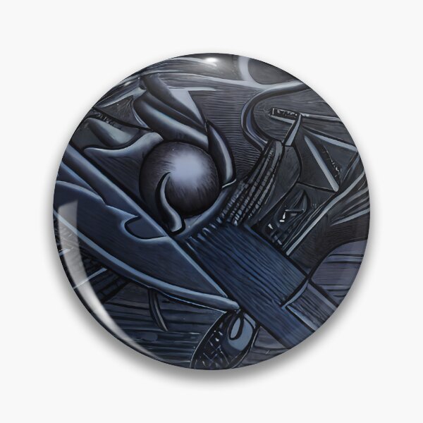 Item preview, Dark Blue Katana Hilt Wing Orb Gold Surreal Abstract Art designed and sold by YugenWorkshop.