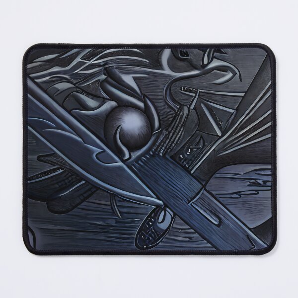 Item preview, Dark Blue Katana Hilt Wing Orb Gold Surreal Abstract Art designed and sold by YugenWorkshop.