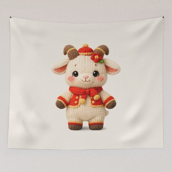 Item preview, Cute Knitted Year Of The Goat | Kawaii 3D Chinese New Year Zodiac Art designed and sold by Moons Studio.