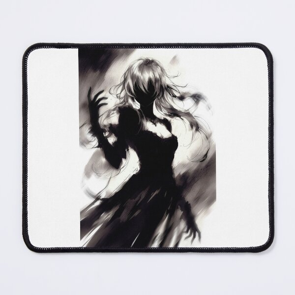 Item preview, Black Dress in the Storm, Anime Girl Silhouette designed and sold by Amber Sky Creations.
