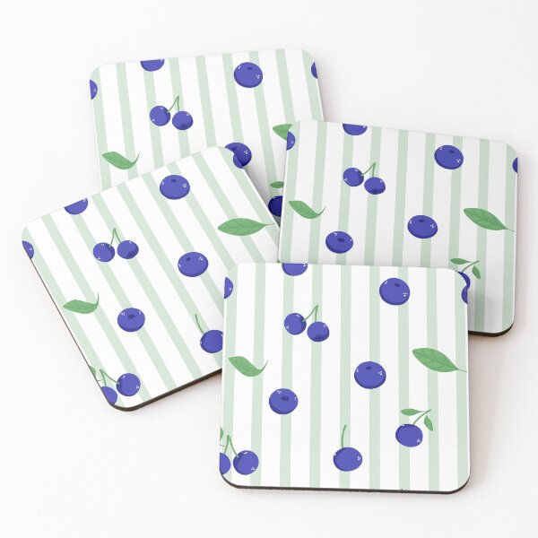 Item preview, Blueberry Pattern – Cute Fruit Seamless Design with Green Stripes designed and sold by My Gluten Free Life UK.