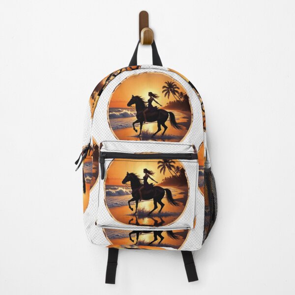 Item preview, Woman Riding Horse on Tropical Beach at Sunset | Vintage Coastal Equestrian Wall Art designed and sold by GalleryPeak.