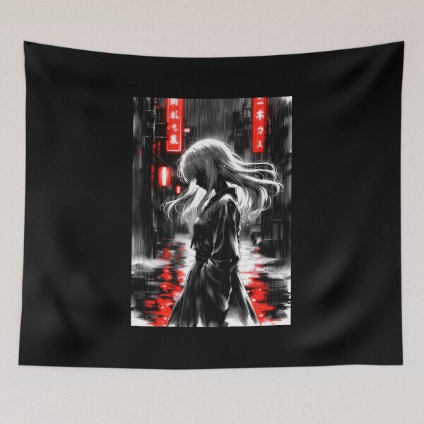 Item preview, Red Neon Rain, Anime Girl in the Alley designed and sold by Amber Sky Creations.