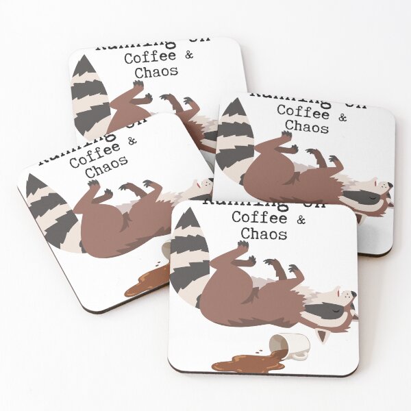 Item preview, Running on Coffee & Chaos Funny Raccoon T-Shirt designed and sold by Talisprojekt.