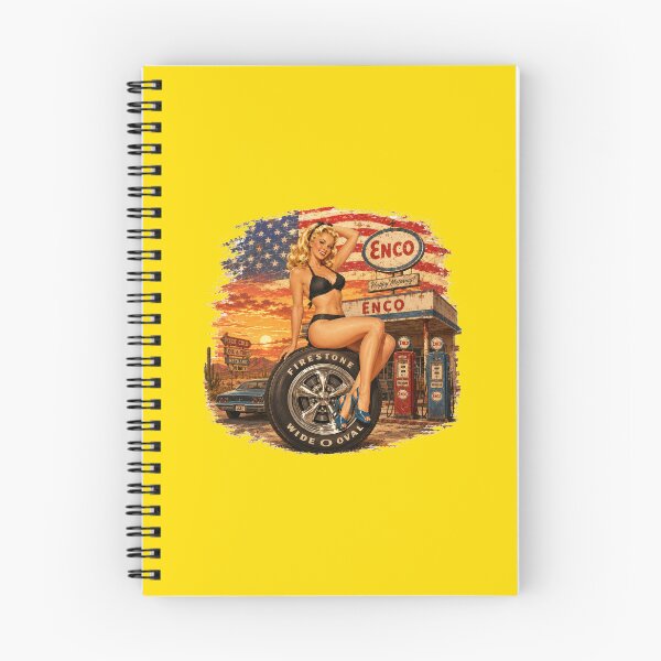 Item preview, Vintage Pin-Up at the Gas Station – Retro Tire & Americana Design designed and sold by VERYOLDROAD BY AXTON BROWNING .