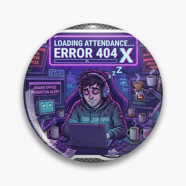 Item preview, Loading Attendance Error 404 | Funny Student Sticker designed and sold by BrahmiArts.