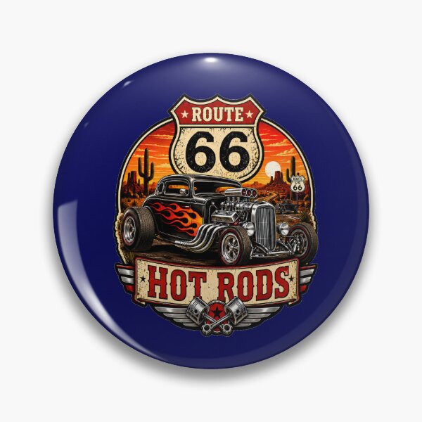 Item preview, Route 66 Hot Rods – Black Flame Hot Rod Vintage Sticker designed and sold by VERYOLDROAD BY AXTON BROWNING .