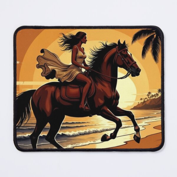 Item preview, Woman Riding Horse on Tropical Beach | Vintage Sunset Equestrian Wall Art designed and sold by GalleryPeak.