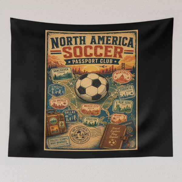 Item preview, North America Soccer Passport Club Retro Travel Shirt | Vintage Soccer Tourism Design designed and sold by Globalcitytees.