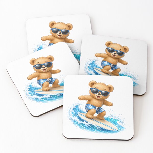 Item preview, Cute Kawaii Bear Surfing on Summer Beach Wave designed and sold by Seculinator.