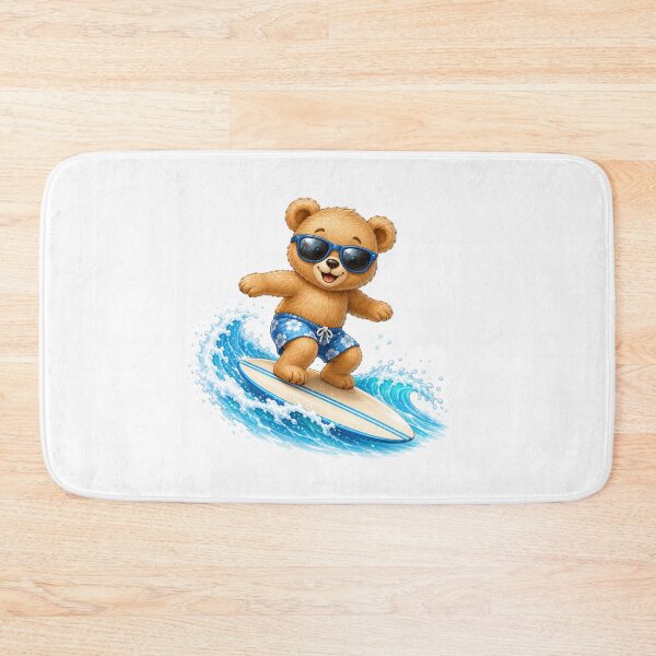 Item preview, Cute Kawaii Bear Surfing on Summer Beach Wave designed and sold by Seculinator.