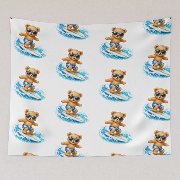 Item preview, Cute Kawaii Bear Surfing on Summer Beach Wave designed and sold by Seculinator.