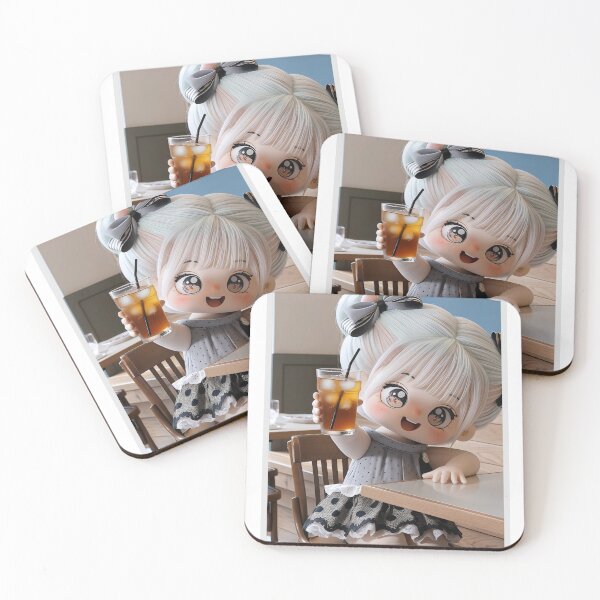 Item preview, Chibi Pastel Doll Having Iced Tea at a Cozy Cafe designed and sold by Nicole_83.