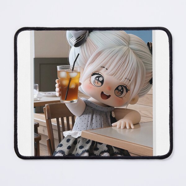 Item preview, Chibi Pastel Doll Having Iced Tea at a Cozy Cafe designed and sold by Nicole_83.