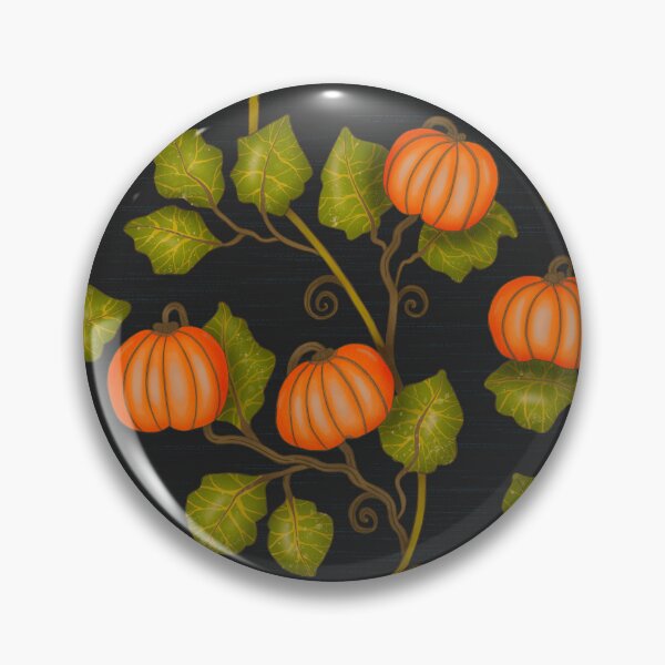 Item preview, Pumpkin plants with bright orange pumpkins for Halloween or Thanksgiving on a dark background designed and sold by Sonja Birkelbach.
