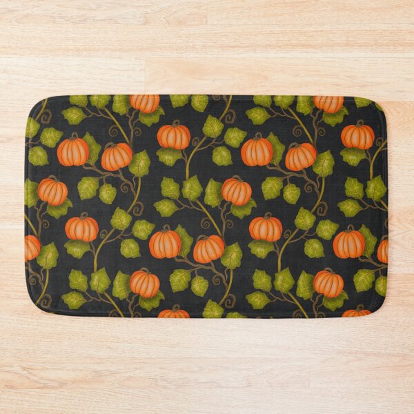 Item preview, Pumpkin plants with bright orange pumpkins for Halloween or Thanksgiving on a dark background designed and sold by Sonja Birkelbach.