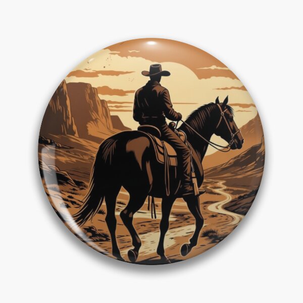 Item preview, Vintage Cowboy Riding Horse at Sunset | Western Desert Wall Art Print designed and sold by GalleryPeak.