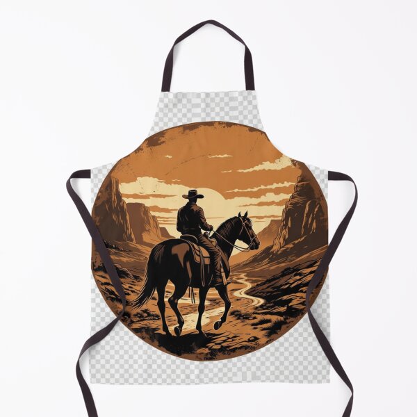 Item preview, Vintage Cowboy Riding Horse at Sunset | Western Desert Wall Art Print designed and sold by GalleryPeak.