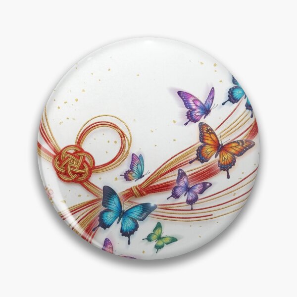 Item preview, Elegant Butterflies and Flowing Mizuhiki Cords - Wa-Modern Art designed and sold by Hikariha Studio.