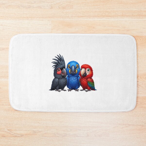 Item preview, Three cute colorful parrots cartoon illustration designed and sold by krujoArt.