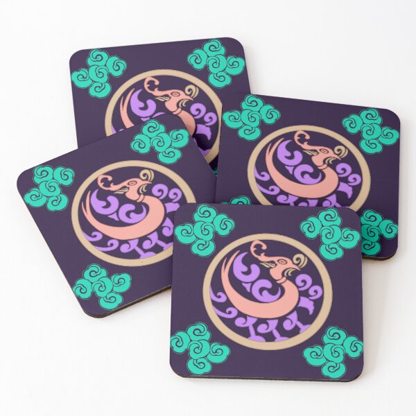 Item preview, CKorean Phoenix Roundel Art Print, Dark Purple Teal Pattern, Mystical Korean Folk Art designed and sold by DaHaeStudio.