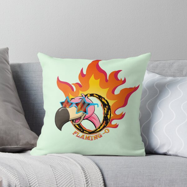 Item preview, Pink flamingo pokes head through a flaming O! designed and sold by JRDoesDesign-82.