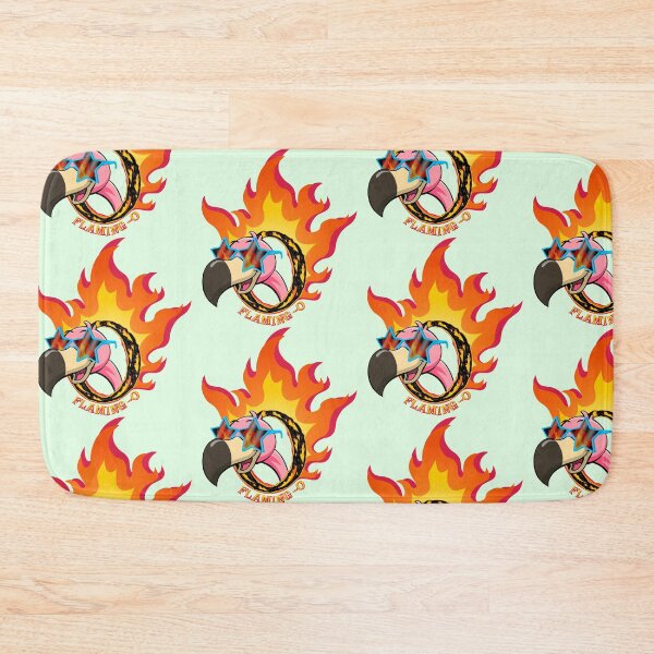 Item preview, Pink flamingo pokes head through a flaming O! designed and sold by JRDoesDesign-82.
