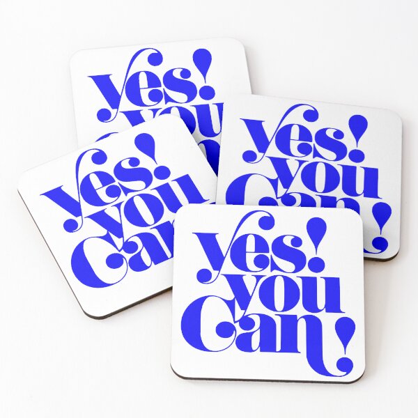Item preview, Blue Retro Yes You Can Motivational Typography Art designed and sold by FaizArtShop.