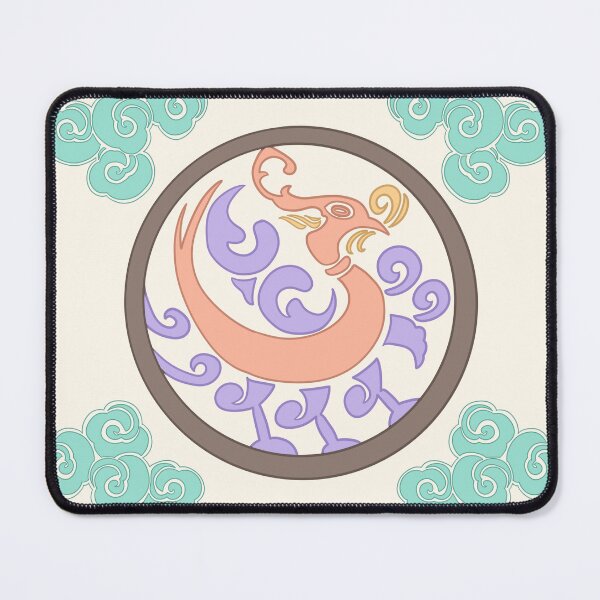 Item preview, Korean Phoenix Roundel Art Print, Pastel Peach Mint Pattern, Soft Korean Folk Art designed and sold by DaHaeStudio.