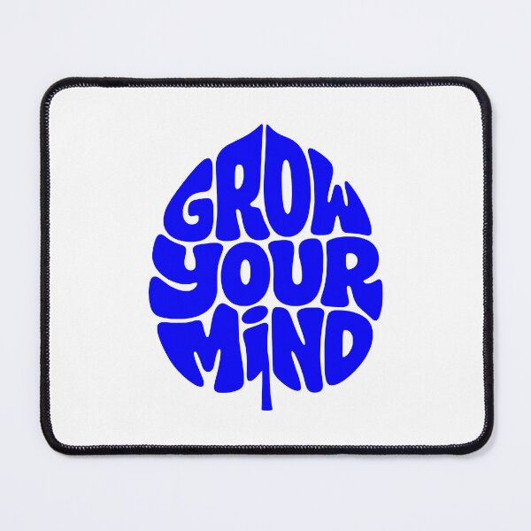 Item preview, Retro Groovy Blue 'Grow Your Mind' Inspirational Quote Art Nouveau Leaf Shape designed and sold by FaizArtShop.