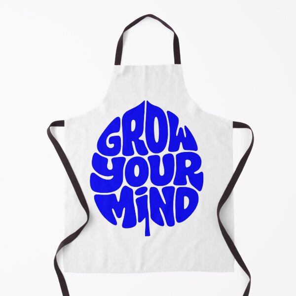 Item preview, Retro Groovy Blue 'Grow Your Mind' Inspirational Quote Art Nouveau Leaf Shape designed and sold by FaizArtShop.