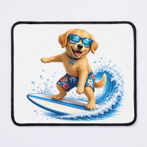 Item preview, Cute Kawaii Golden Retriever Surfing Summer Beach Wave designed and sold by Seculinator.