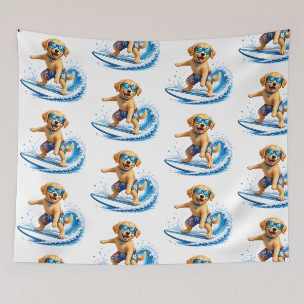Item preview, Cute Kawaii Golden Retriever Surfing Summer Beach Wave designed and sold by Seculinator.