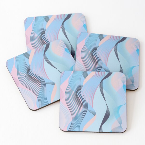 Item preview, Pastel Abstract Wave Pattern | Blue Pink Geometric Ribbon Design designed and sold by imaniko.