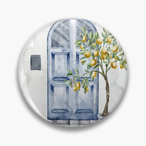 Item preview, Mediterranean Blue Door With Lemon Tree designed and sold by Alisles.
