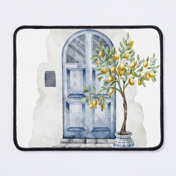 Item preview, Mediterranean Blue Door With Lemon Tree designed and sold by Alisles.