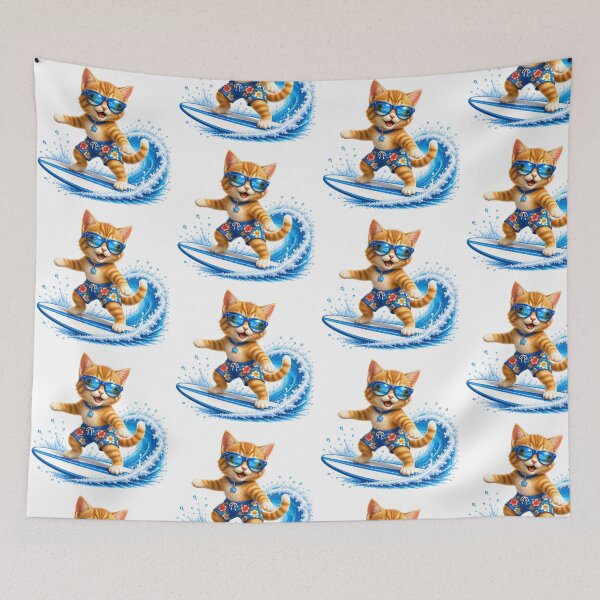 Item preview, Cute Kawaii Ginger Cat Surfing Summer Beach Wave designed and sold by Seculinator.