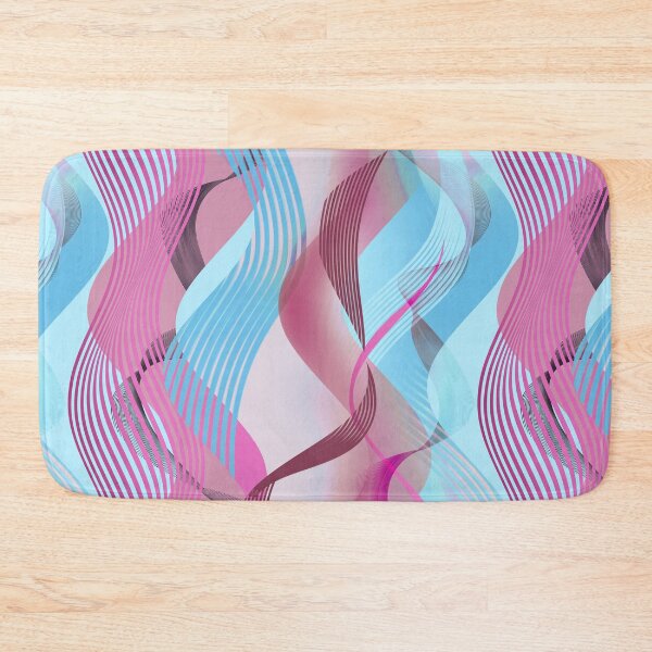 Item preview, Abstract Wavy Ribbon Pattern | Pink Blue Retro Futuristic Geometric Design designed and sold by imaniko.