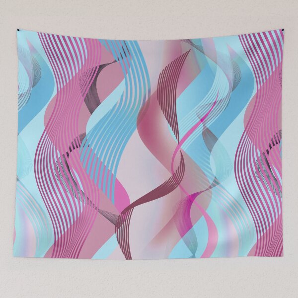 Item preview, Abstract Wavy Ribbon Pattern | Pink Blue Retro Futuristic Geometric Design designed and sold by imaniko.
