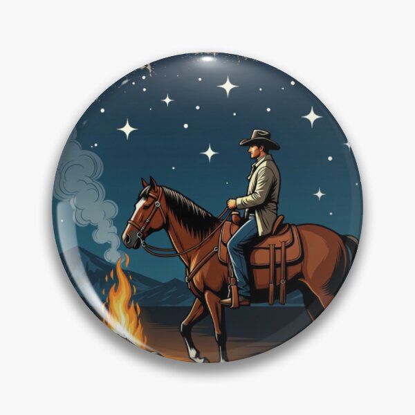 Item preview, Cowboy Horse Campfire Under the Stars | Vintage Western Night Wall Art designed and sold by GalleryPeak.