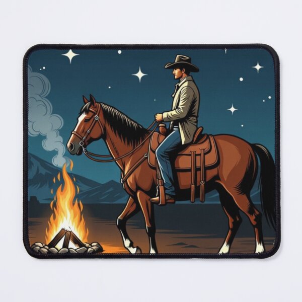 Item preview, Cowboy Horse Campfire Under the Stars | Vintage Western Night Wall Art designed and sold by GalleryPeak.