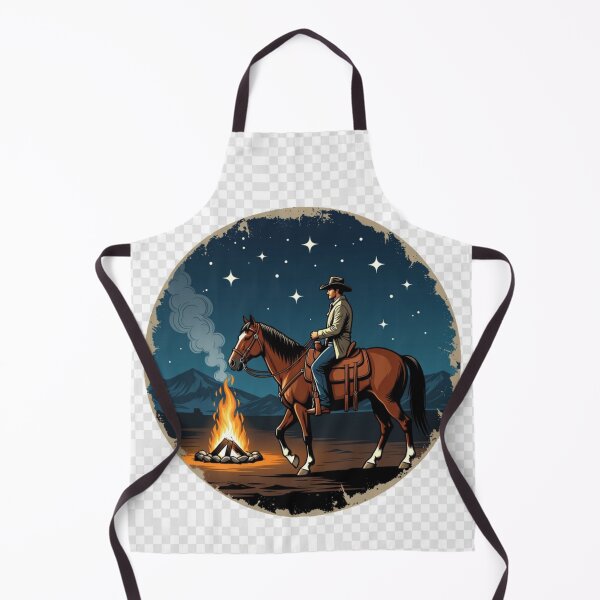 Item preview, Cowboy Horse Campfire Under the Stars | Vintage Western Night Wall Art designed and sold by GalleryPeak.