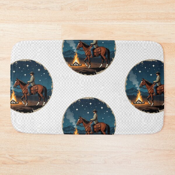 Item preview, Cowboy Horse Campfire Under the Stars | Vintage Western Night Wall Art designed and sold by GalleryPeak.