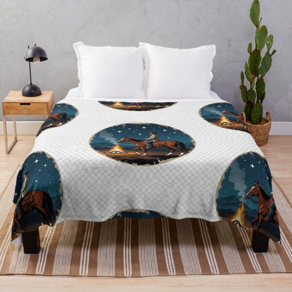 Item preview, Cowboy Horse Campfire Under the Stars | Vintage Western Night Wall Art designed and sold by GalleryPeak.