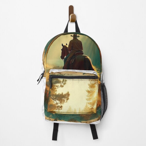 Item preview, Cowboy Riding Through Sunlit Forest | Vintage Western Woodland Wall Art designed and sold by GalleryPeak.