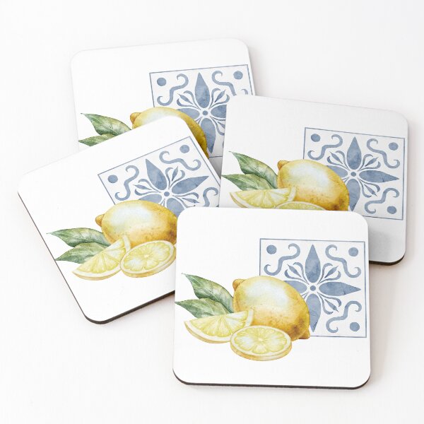 Item preview, Watercolor Lemons With Mediterranean Tile designed and sold by Alisles.
