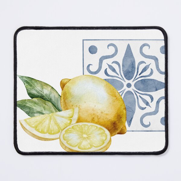 Item preview, Watercolor Lemons With Mediterranean Tile designed and sold by Alisles.