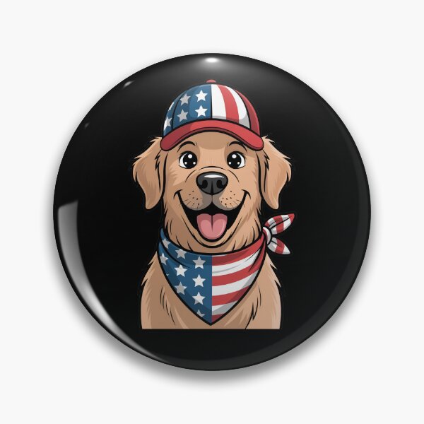 Item preview, Golden Retriever In Patriotic Cap And Bandana designed and sold by Canvas-Whispers.