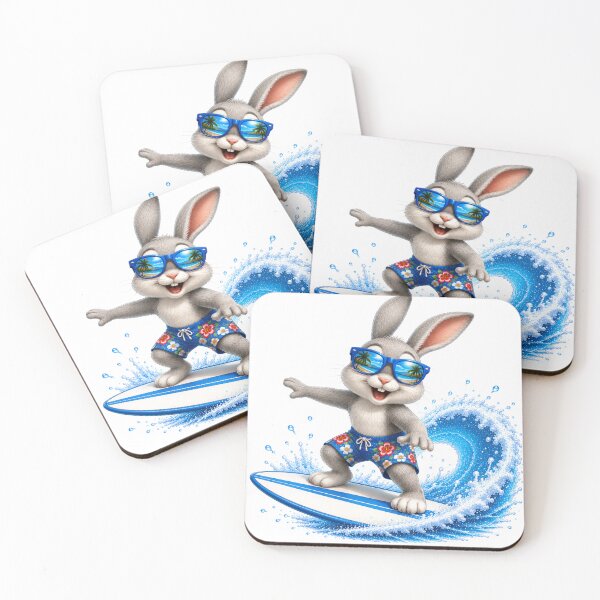 Item preview, Cute Kawaii Bunny Surfing Summer Beach Wave designed and sold by Seculinator.