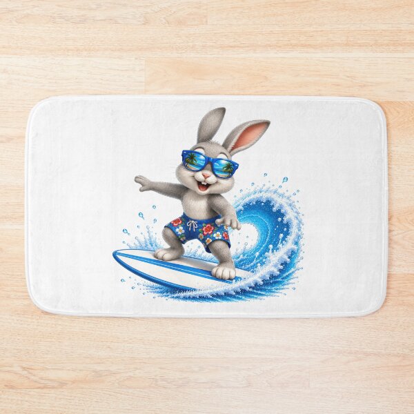 Item preview, Cute Kawaii Bunny Surfing Summer Beach Wave designed and sold by Seculinator.